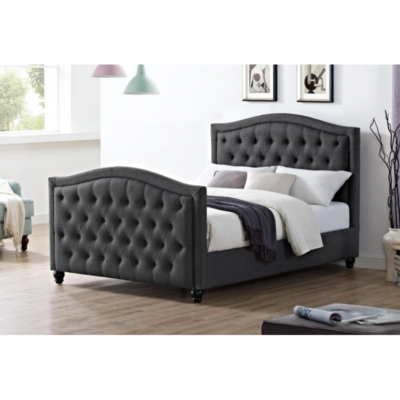 Daytona Linen Fabric Double Bed Grey