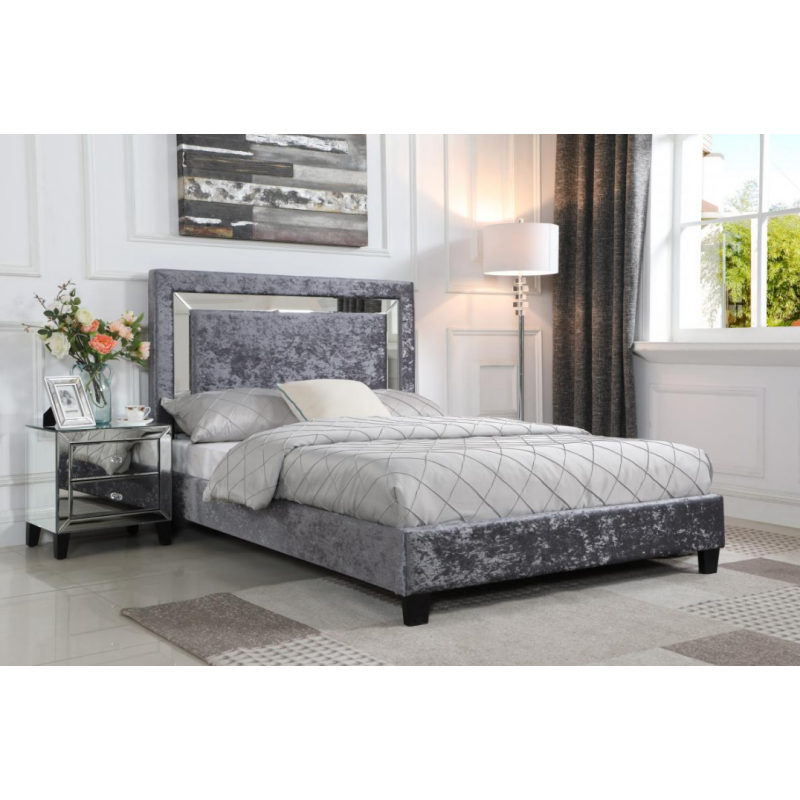 Crushed velvet king size bed with mattress discount