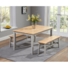 Chichester 150cm Oak & Grey Dining Table with 2 Large Benches