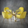 Lara Dining Chair Ochre Yellow With Gold Legs Table