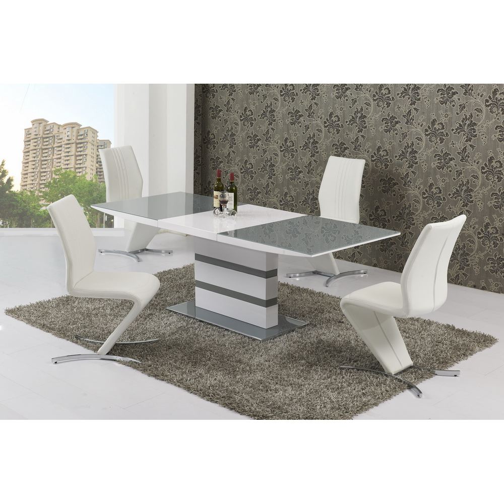 Nusa Grey & White Dining Set with Chairs (Number of Chairs: 8)