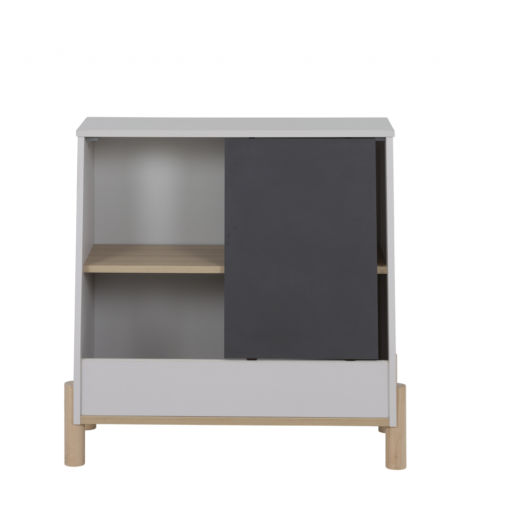 Eliott Light Grey Wooden Low Storage Unit with Single Sliding Door FADS