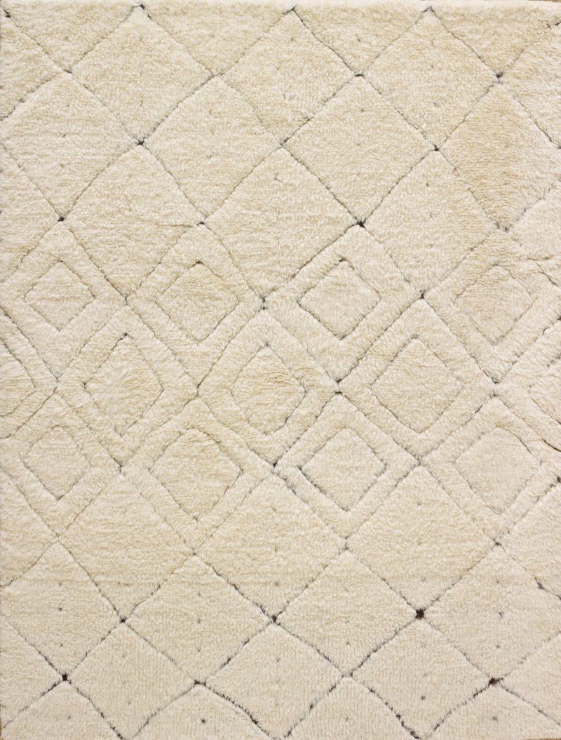 Moroccan HandKnotted Wool Rug Cream or Ivory FADS