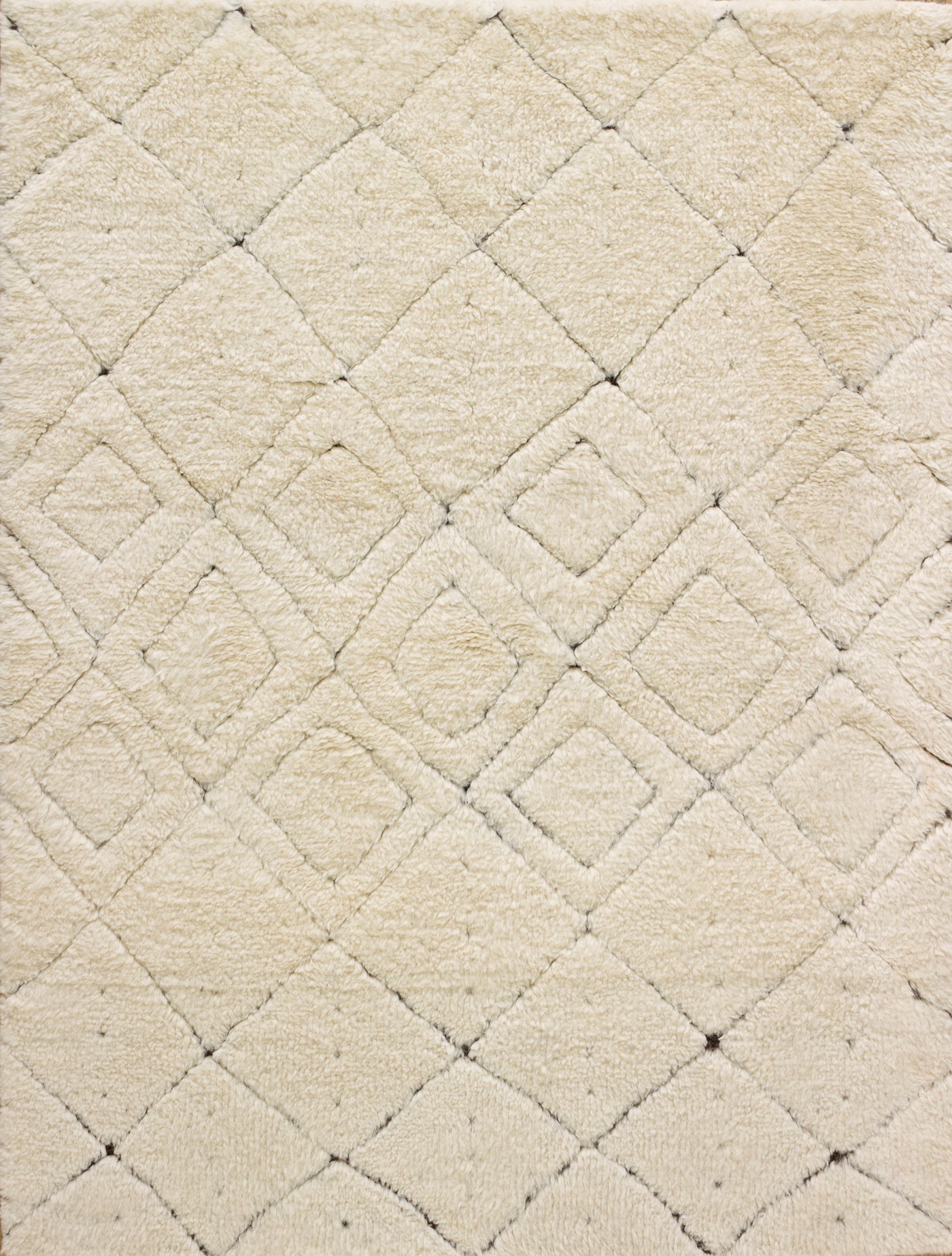 Moroccan HandKnotted Wool Rug Cream or Ivory FADS