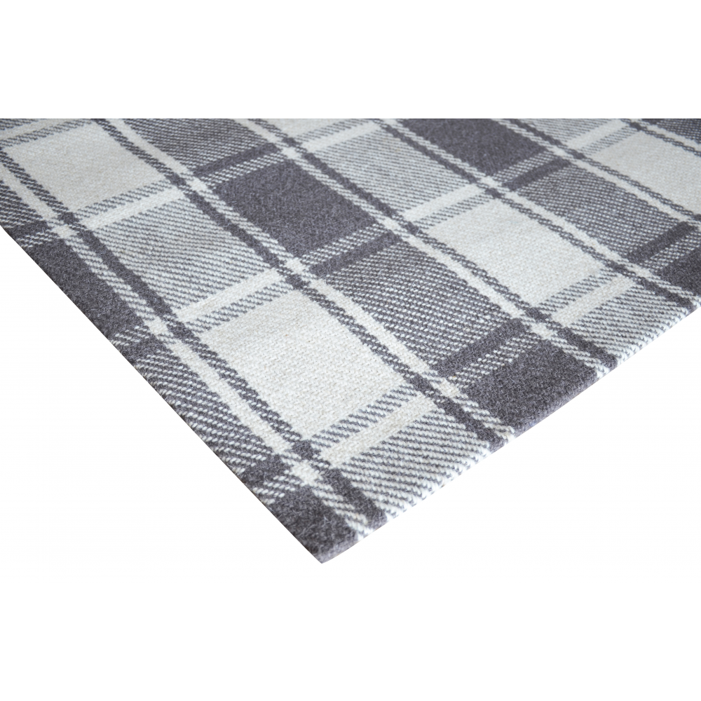 Tartan HandWoven Wool Rug Blue, Grey or Red FADS