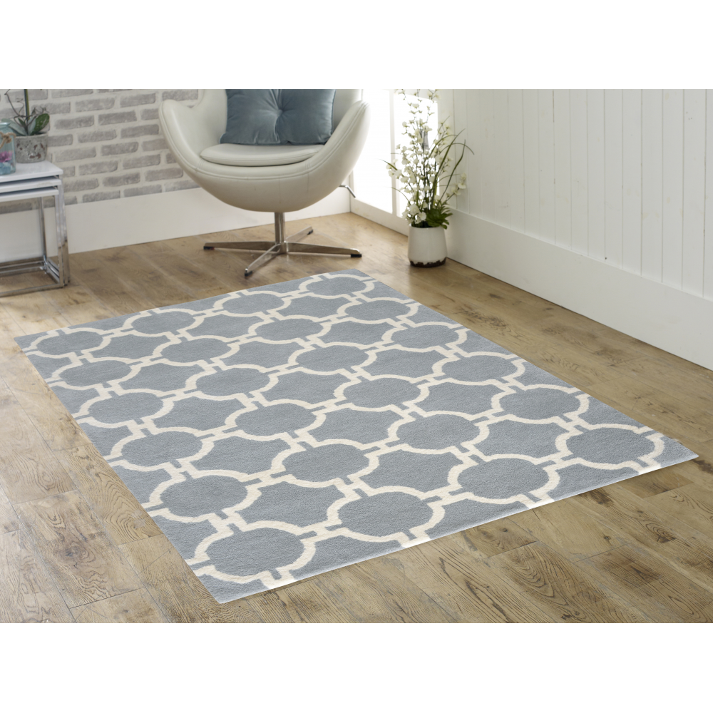 Trellis HandTufted Wool Rug Grey, Taupe and Gris FADS