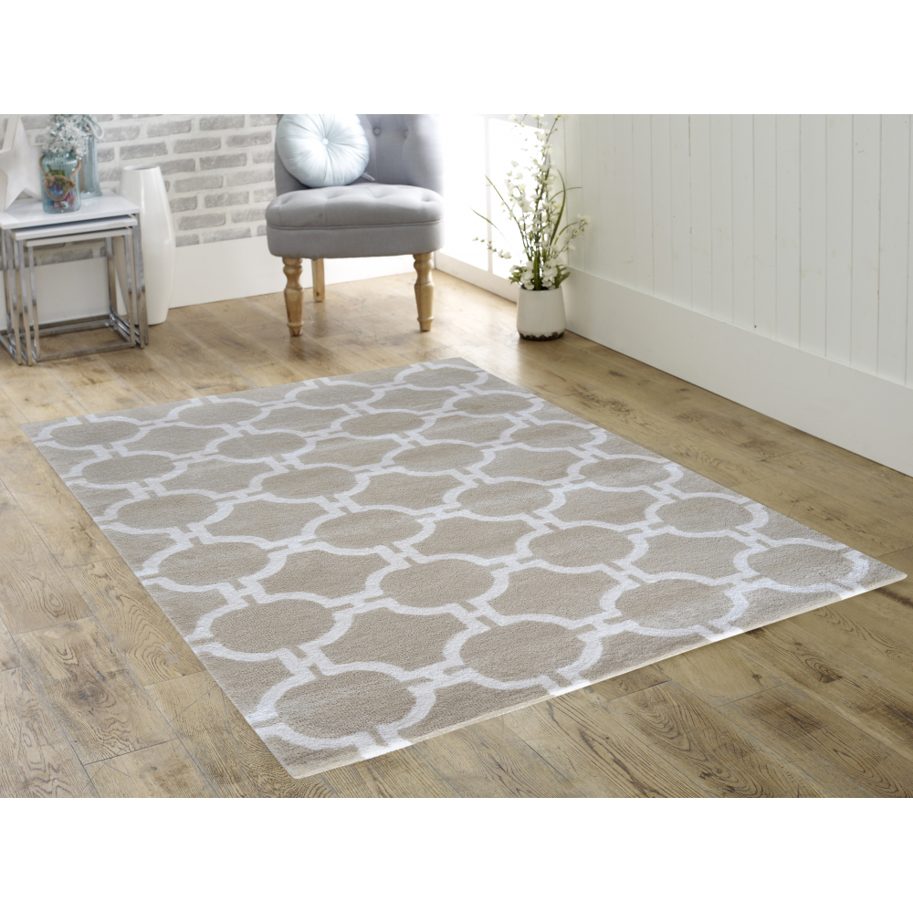 Trellis HandTufted Wool Rug Grey, Taupe and Gris FADS