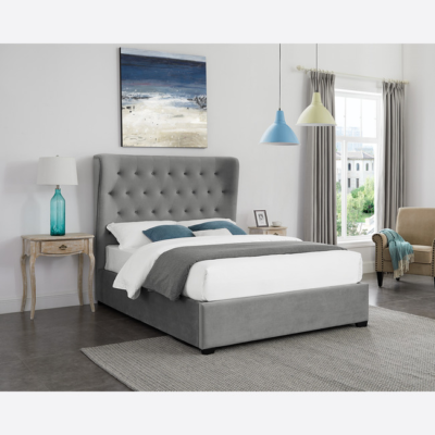 Mayfair Grey Storage Drawer Bed Frame, Lpd Mayfair 4ft6 Double Grey Upholstered Fabric Tv Bed Frame