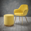 Lara Pouffe Ochre Yellow Velvet Chair