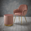 Lara Pouffe Vintage Pink Velvet and chair