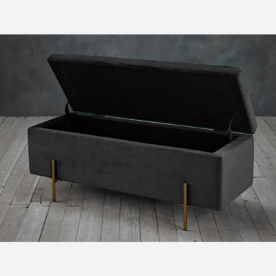 Lola Storage Ottoman Grey Open