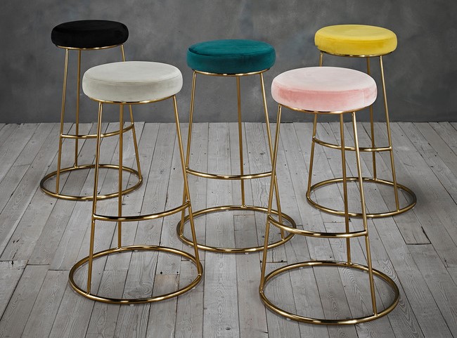 Yellow velvet bar stools discount