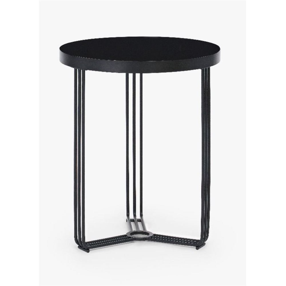Finn Black Glass Circular Side Table FADS Living Room