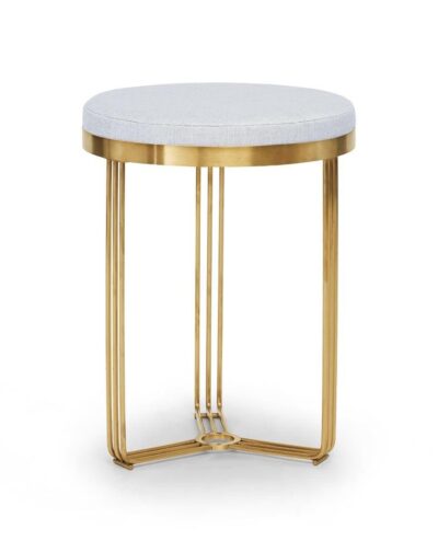 Finn Pewter Grey Fabric Circular Side Table FADS Living Room