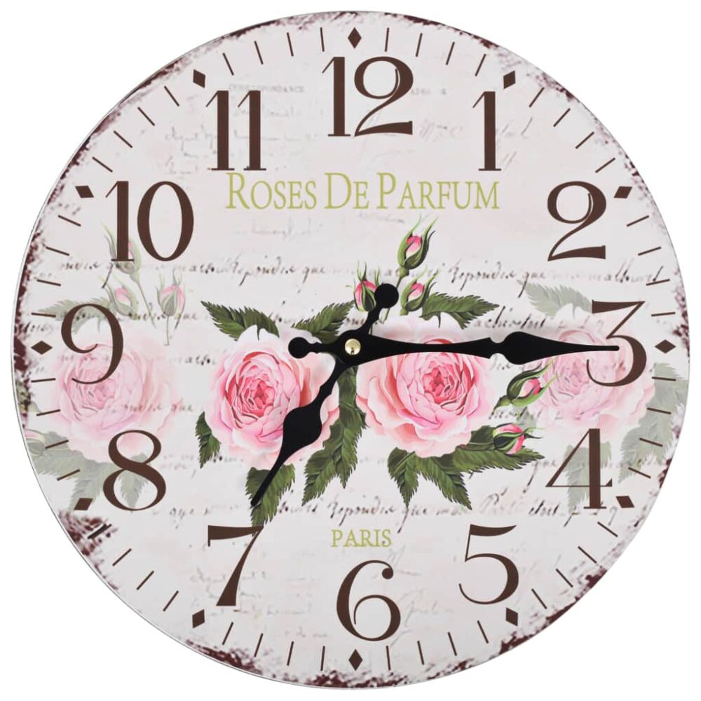 castor_vintage_flower_wall_clock_-_30_cm_1