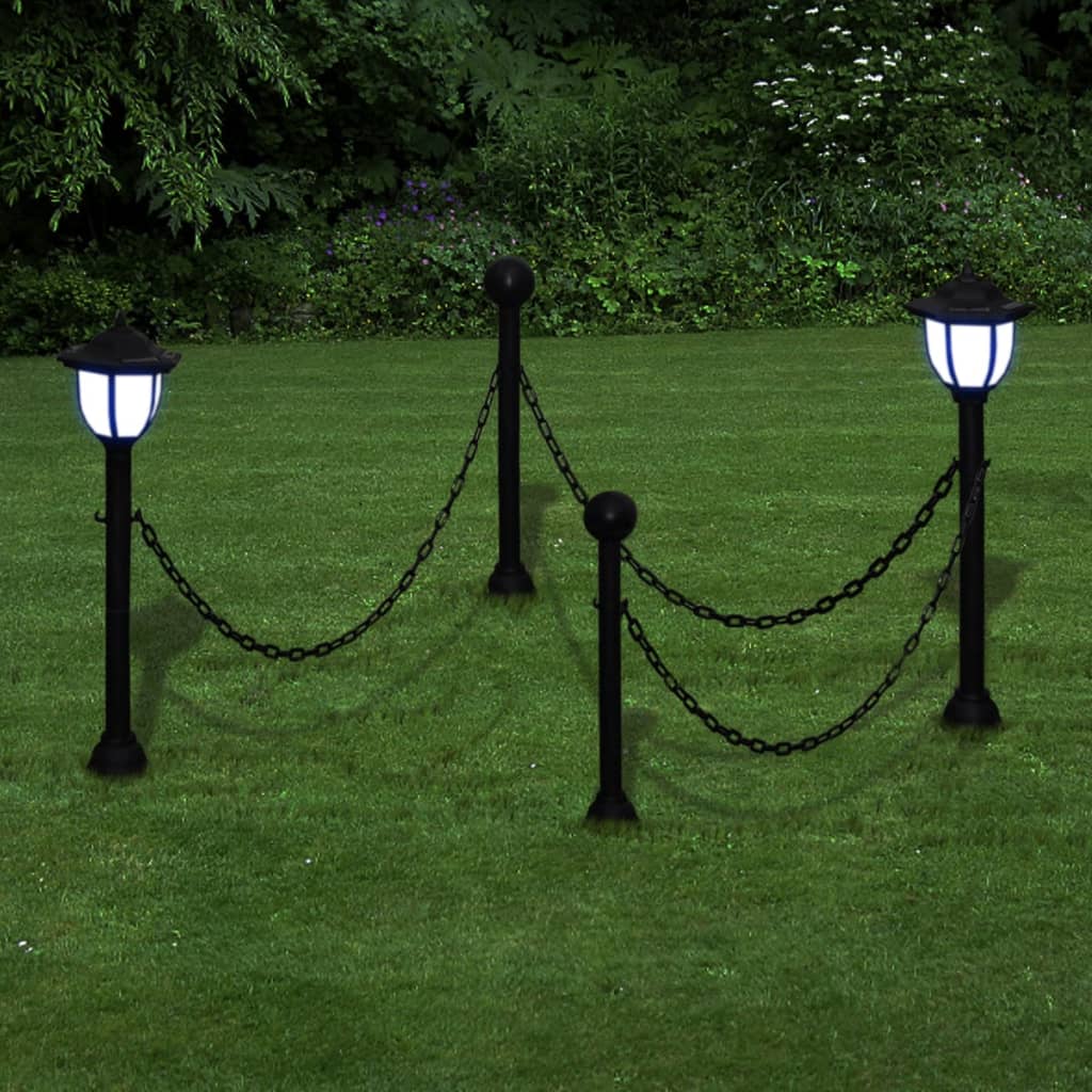 Elnath Chain Fence with Solar Lights Two LED Lamps Two Poles