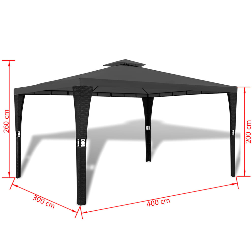Dubhe Dark Grey Wicker Garden Gazebo