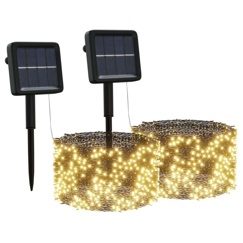 Dubhe 8 Settings Outdoor Solar Powered Fairy Lights 2 pcs LED Warm White