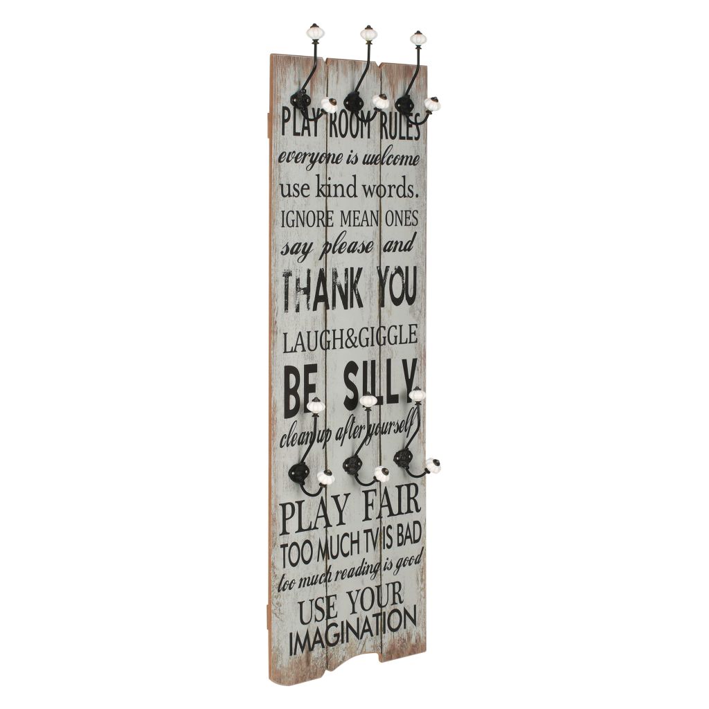 Turais Wall-mounted Coat Rack "THANK YOU" with 6 Hooks 120x40 cm