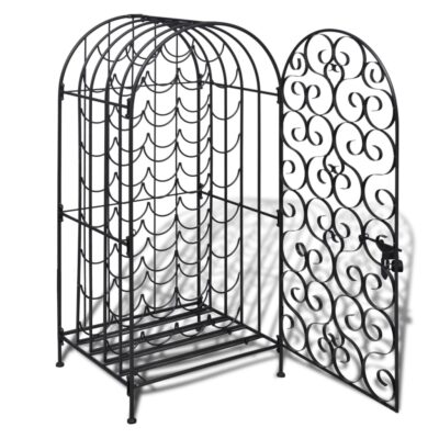 gracrux_ornate_wrought_iron_wine_rack_for_35_bottles_with_door_coated_black_1