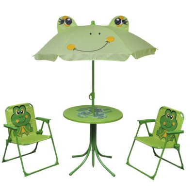 gracrux_green_frog_three_piece_children's_garden_bistro_set_with_parasol__1