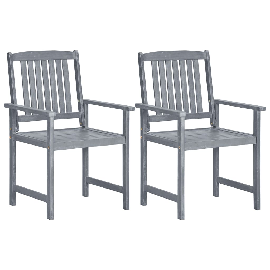 Porrima Grey Solid Acacia Wood Garden Chairs - Set of 2