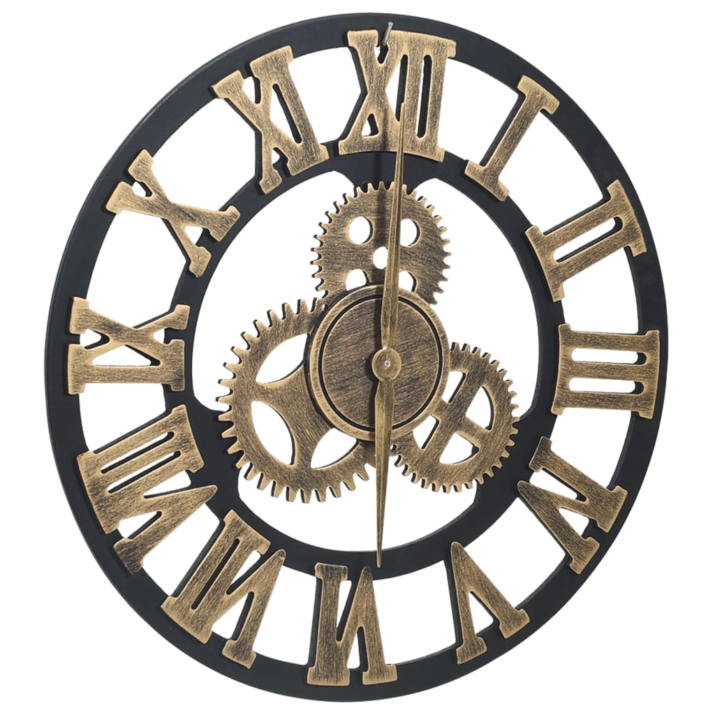 Heze Rustic Gears Wall Clock Gold and Black 45 cm MDF