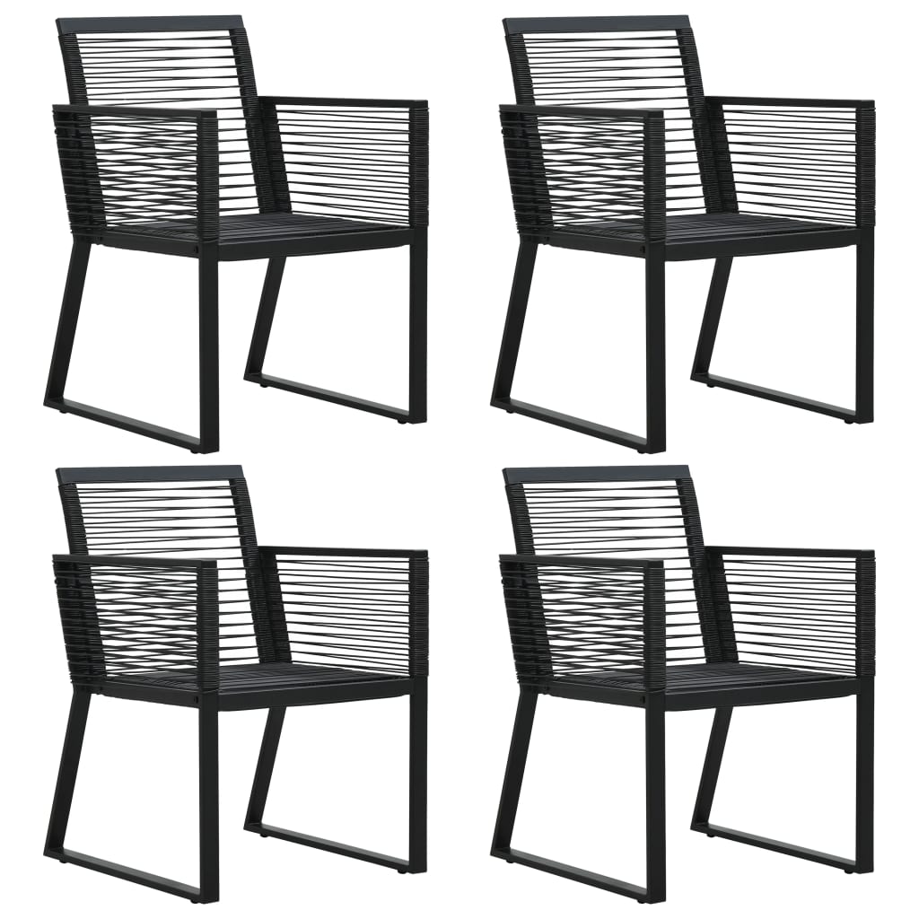 Turais Garden Chairs Rope Rattan Black - set of 4