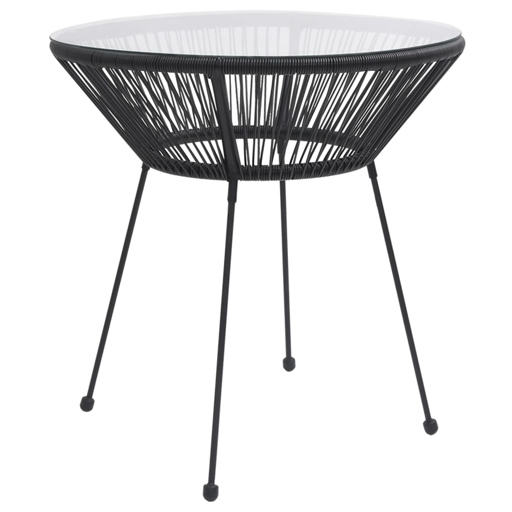 Meissa Garden Dining Table Black Rattan and Glass
