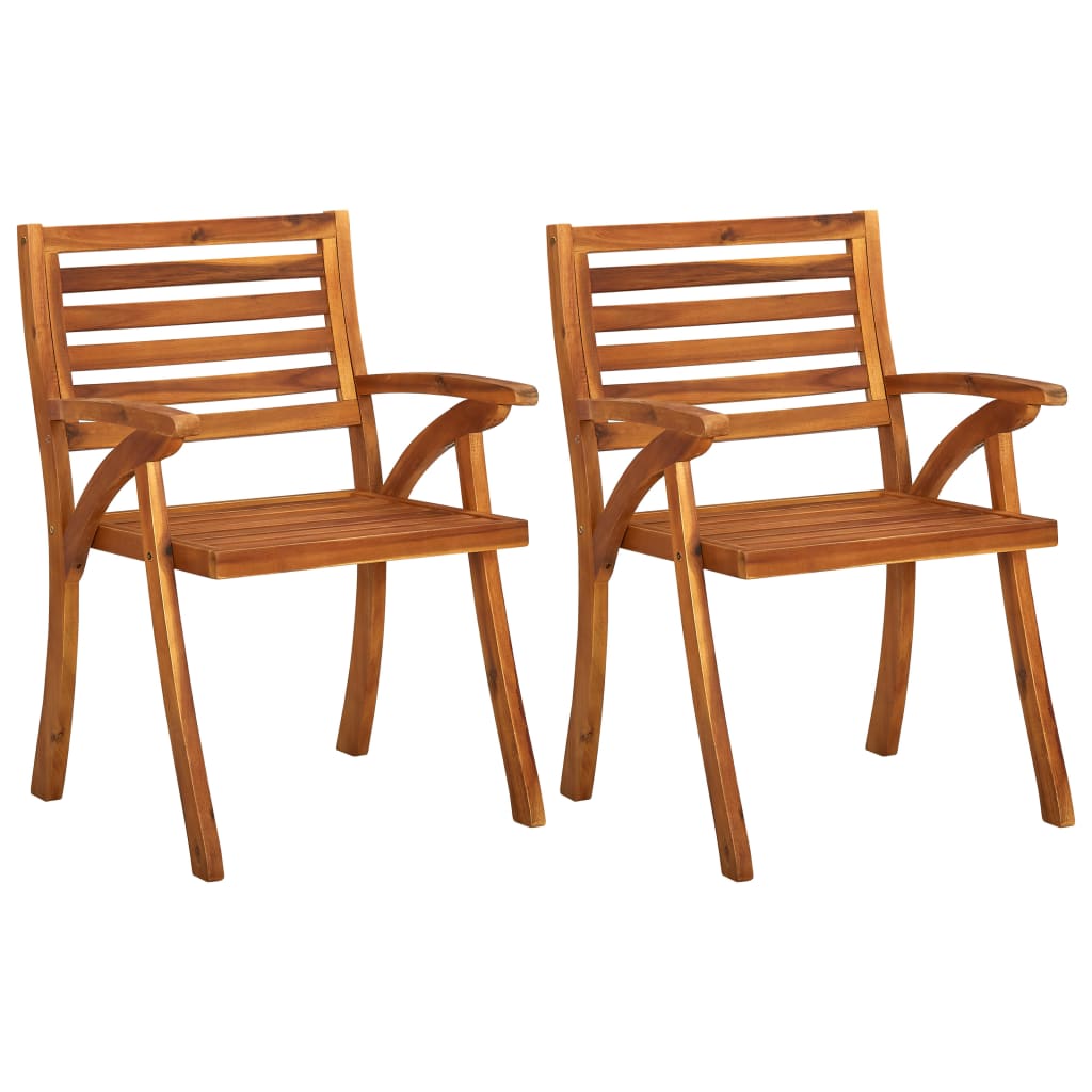 Dubhe Eye Catching Garden Dining Chairs Solid Acacia Wood - Set of 2