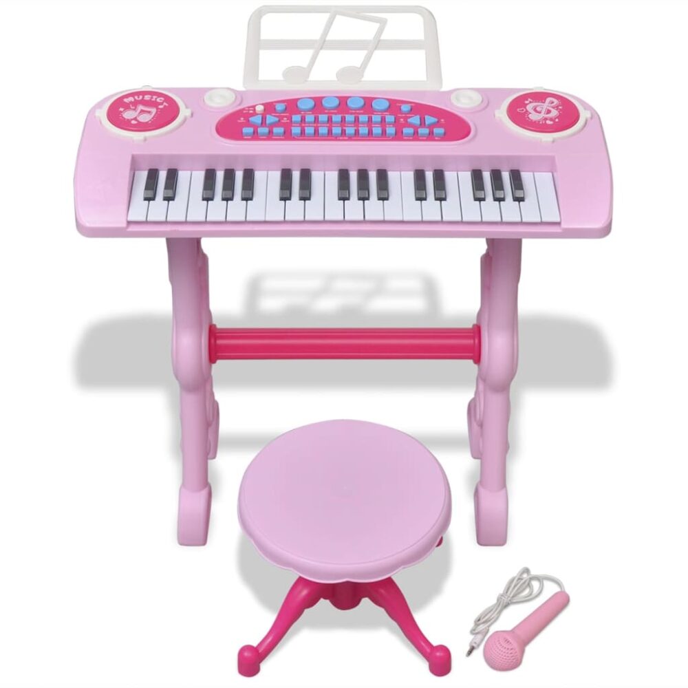 heze_kids'_playroom_toy_keyboard_with_stool_and_microphone_37-keys_pink_3