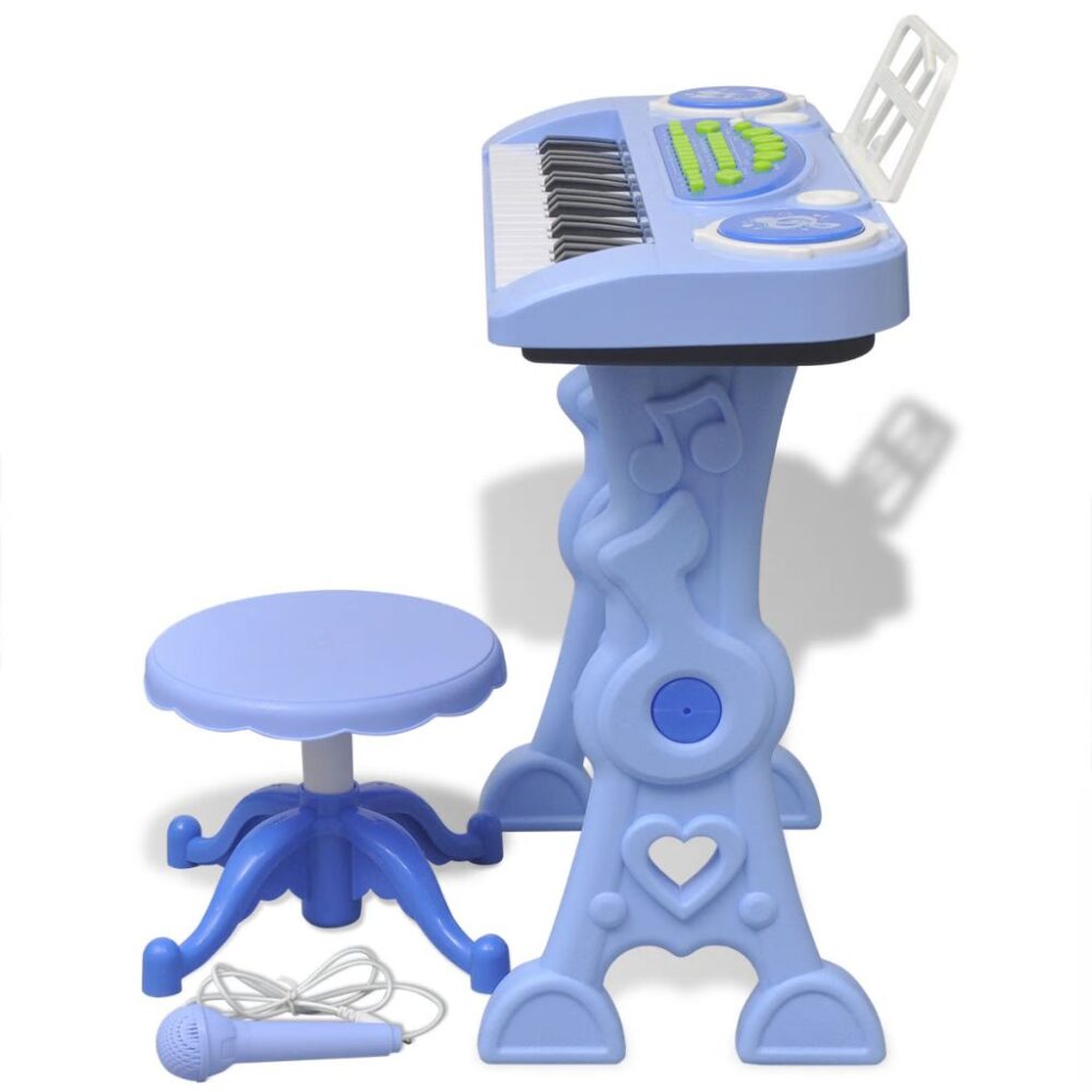 heze_kids'_playroom_toy_keyboard_with_stool_and_microphone_37-keys_blue_4