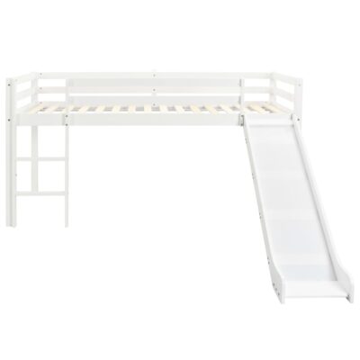 kajam_children's_loft_simple_bed_frame_design_with_slide_&_ladder_pinewood_2