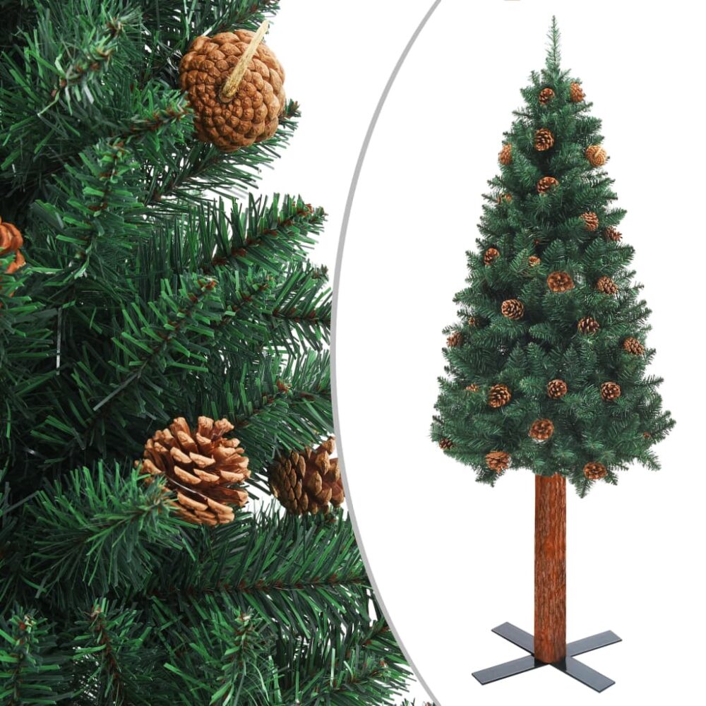 haedi_slim_christmas_tree_with_real_wood_and_decorative_pine_cones_in_green_2