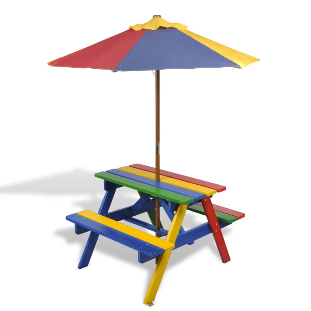 gracrux_kids'_picnic_table_with_benches_and_parasol_-_multicolour_wood_1